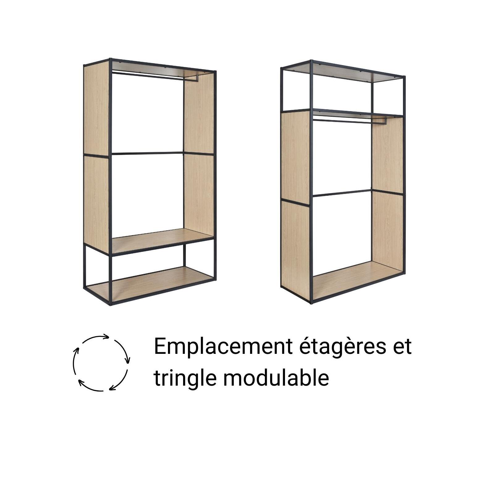 Portant vêtements réversible bois et métal L110x H184,5 cm -  OSLO