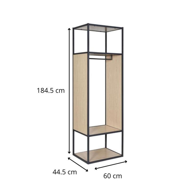 Portant vêtements bois et métal noir L60  x H184,5 cm OSLO