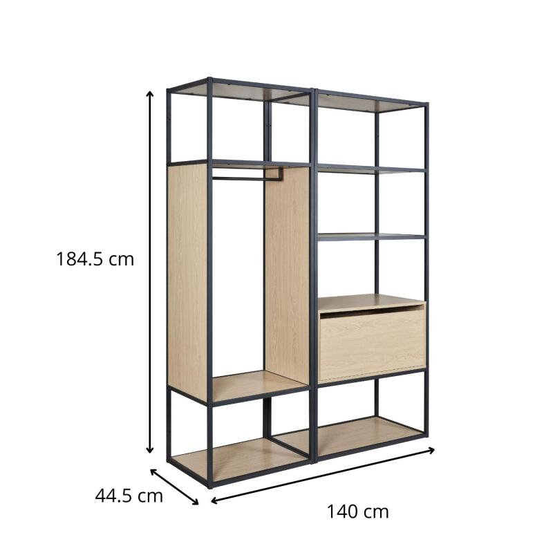 Portants vêtements bois et métal noir OSLO - Lot de 2