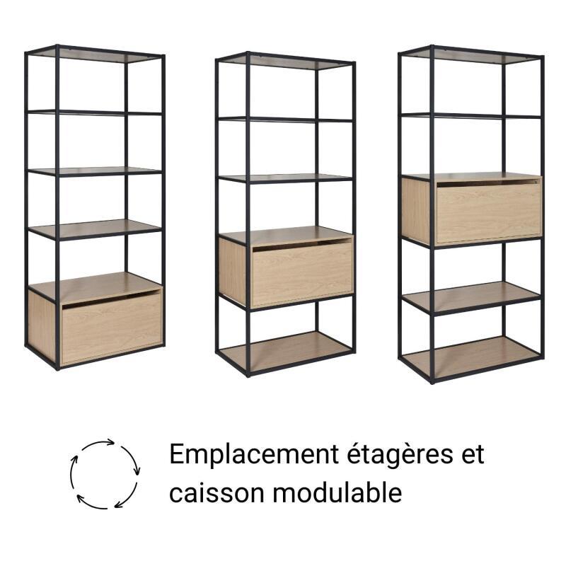 Portants vêtements en bois et métal noir OSLO - Lot de 2
