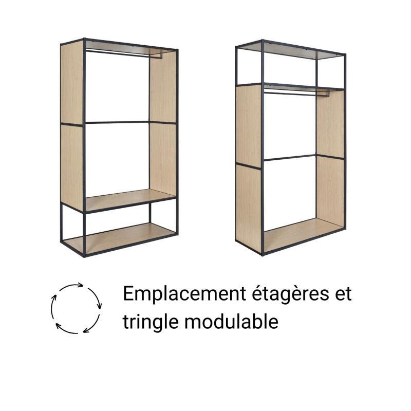 Portants vêtements en bois et métal noir OSLO - Lot de 2