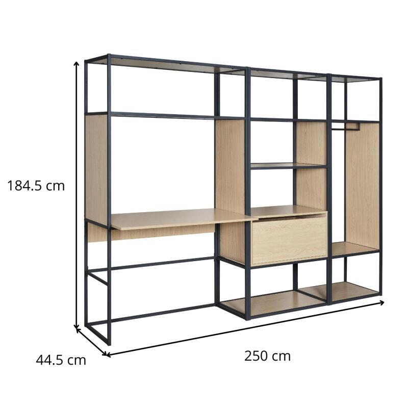 Portants vêtements bois et métal noir avec bureau intégré - OSLO - Lot de 3