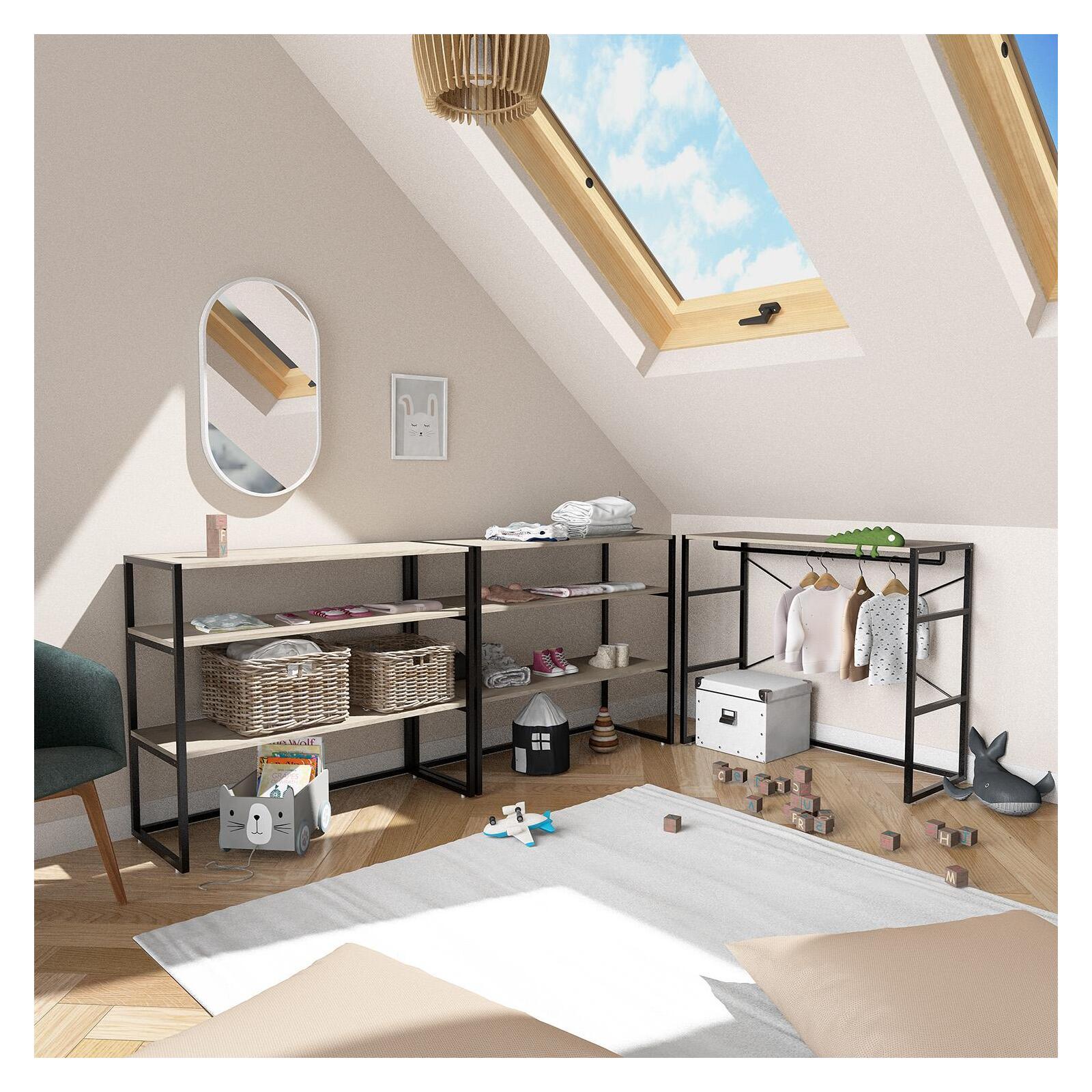 Portants vêtements sous combles modulables - Lot de 3