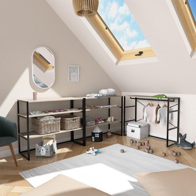 Portants vêtements sous combles modulables - Lot de 3