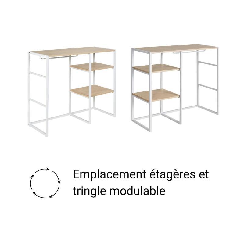 Lot de 2 portants vêtements sous combles modulables 200x85cm