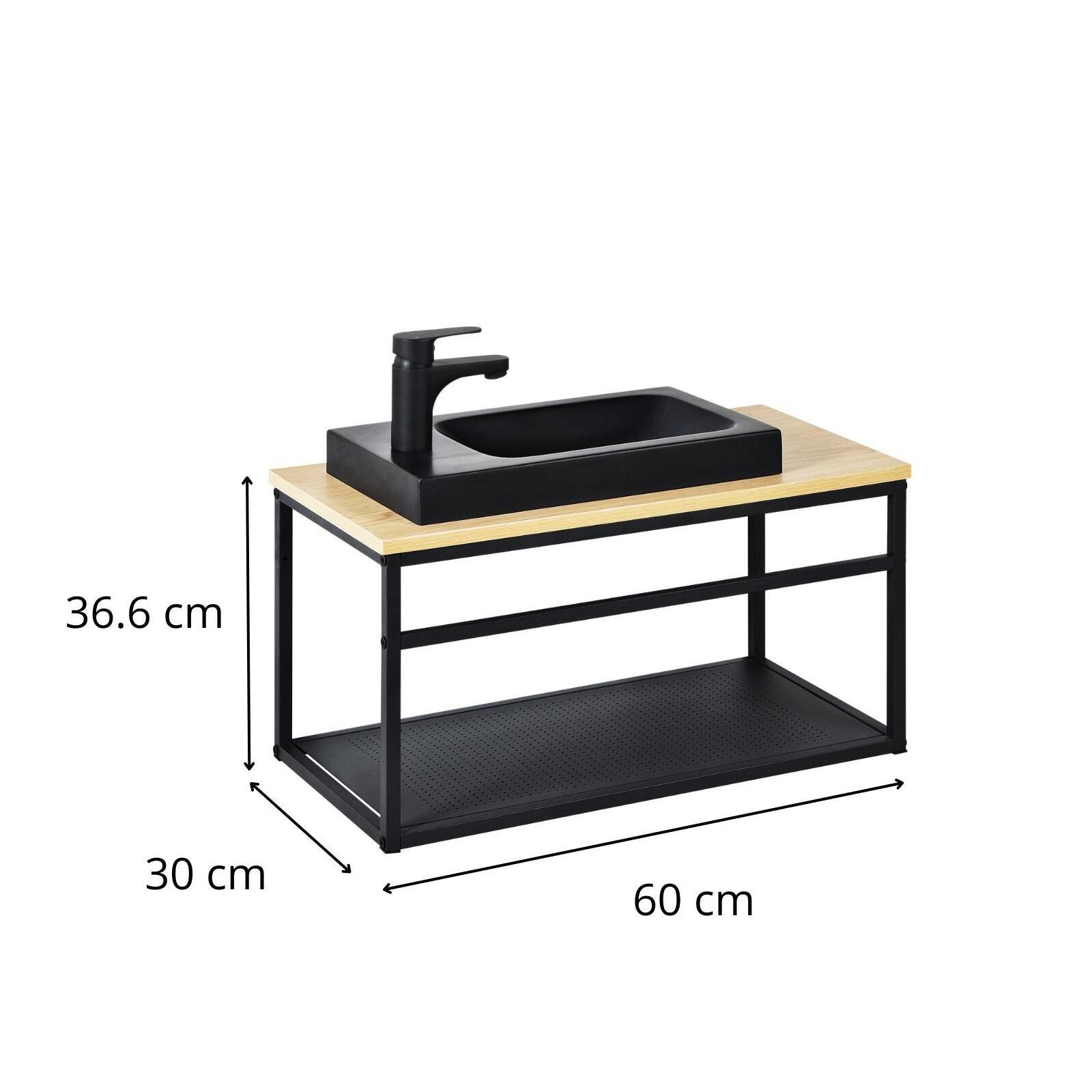 Ensemble meuble lave-mains vasque blanche WILO avec robinet chromé