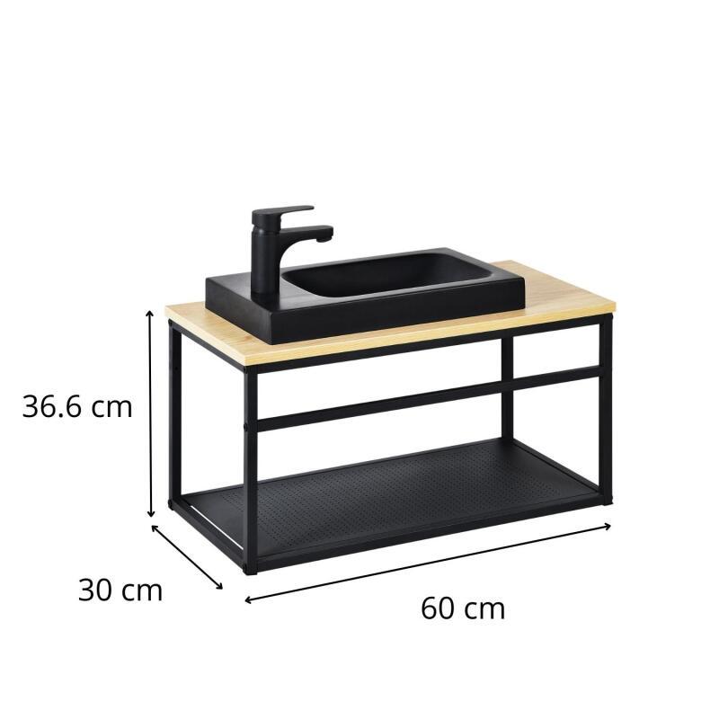 Ensemble meuble lave-mains vasque blanche WILO avec robinet chromé