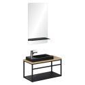 Ensemble meuble lave-mains vasque blanche WILO + miroir + robinet chromé