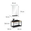 Ensemble meuble lave-mains vasque blanche WILO + miroir + robinet chromé