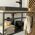 Ensemble meuble lave-mains vasque blanche WILO + miroir + robinet chromé