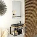 Ensemble meuble lave-mains vasque blanche WILO + miroir + robinet chromé
