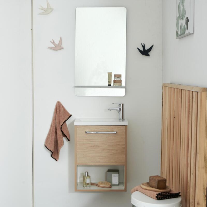 Ensemble meuble lave-mains NIKA + robinet GRIFO + Miroir SIMONA