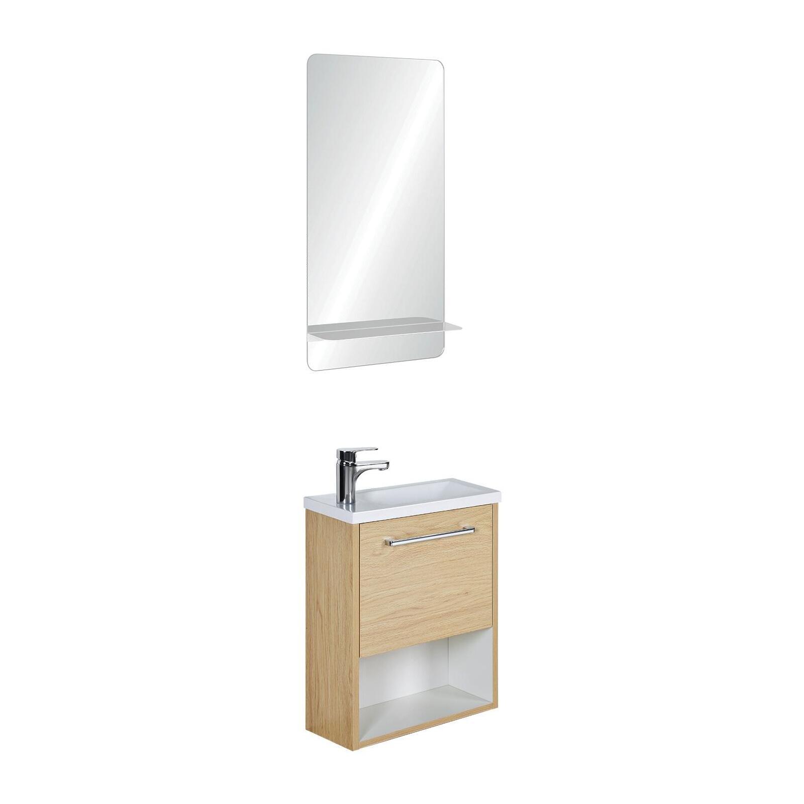 Ensemble meuble lave-mains NIKA + robinet GRIFO + Miroir SIMONA