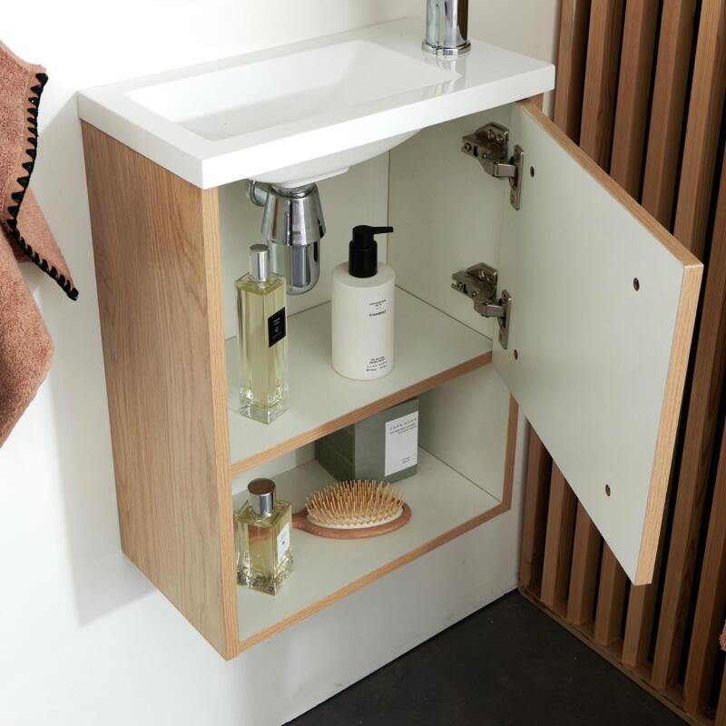 Ensemble meuble lave-mains NIKA + robinet GRIFO + Miroir SIMONA