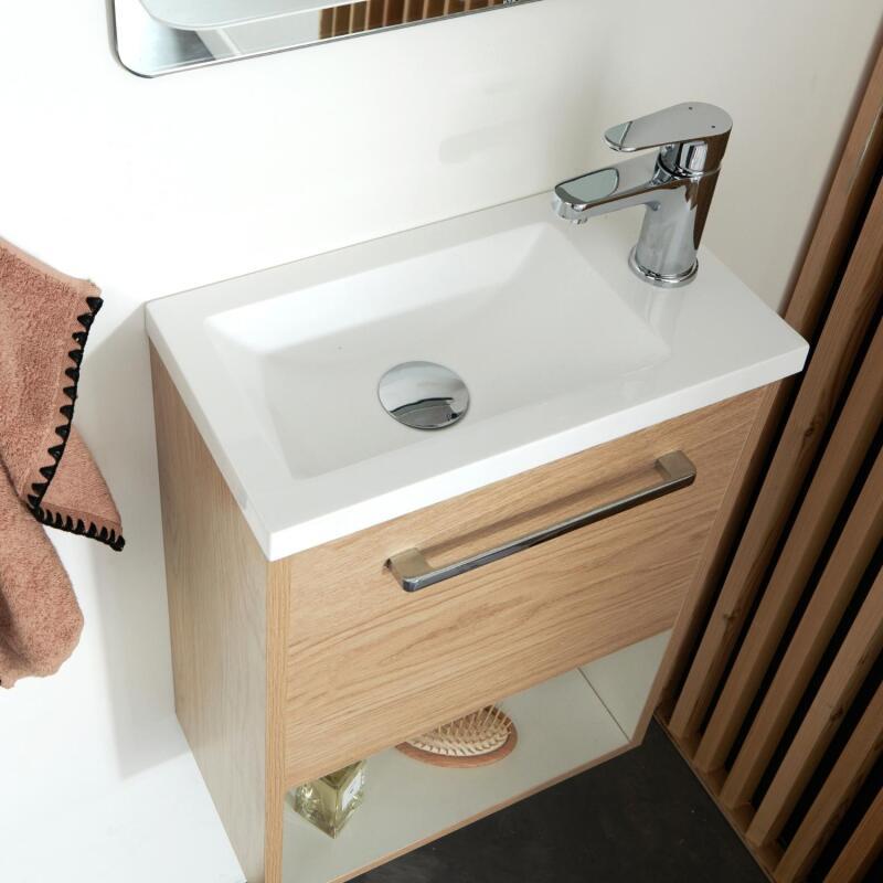 Ensemble meuble lave-mains NIKA + robinet GRIFO + Miroir SIMONA