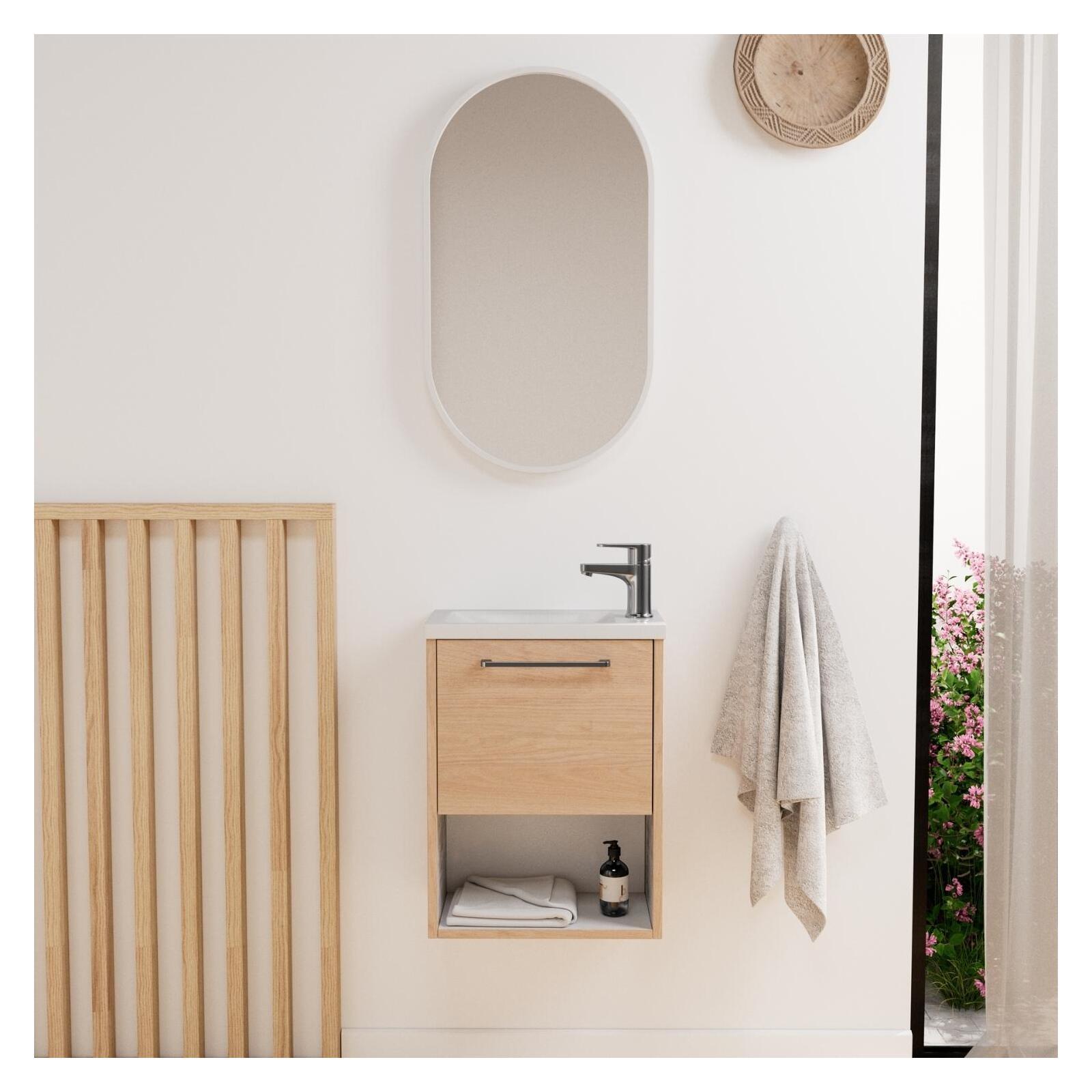 Ensemble meuble lave-mains NIKA + Miroir PEPPER
