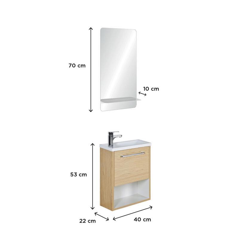 Ensemble meuble lave-mains NIKA + Miroir SIMONA