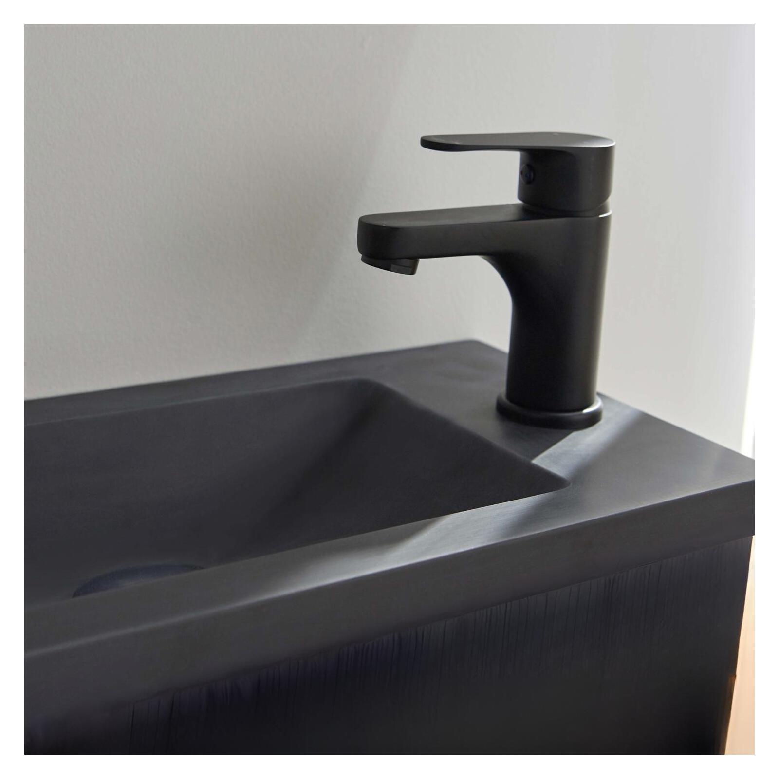 Meuble lave-mains à suspendre noir carbone