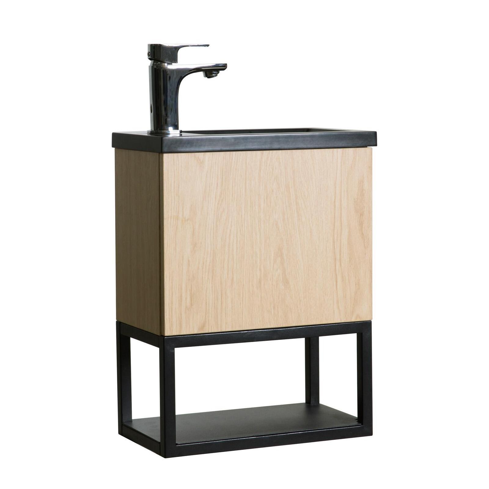 Meuble lave-mains à suspendre noir carbone