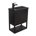 Ensemble meuble lave-mains à suspendre NOVA avec robinet noir