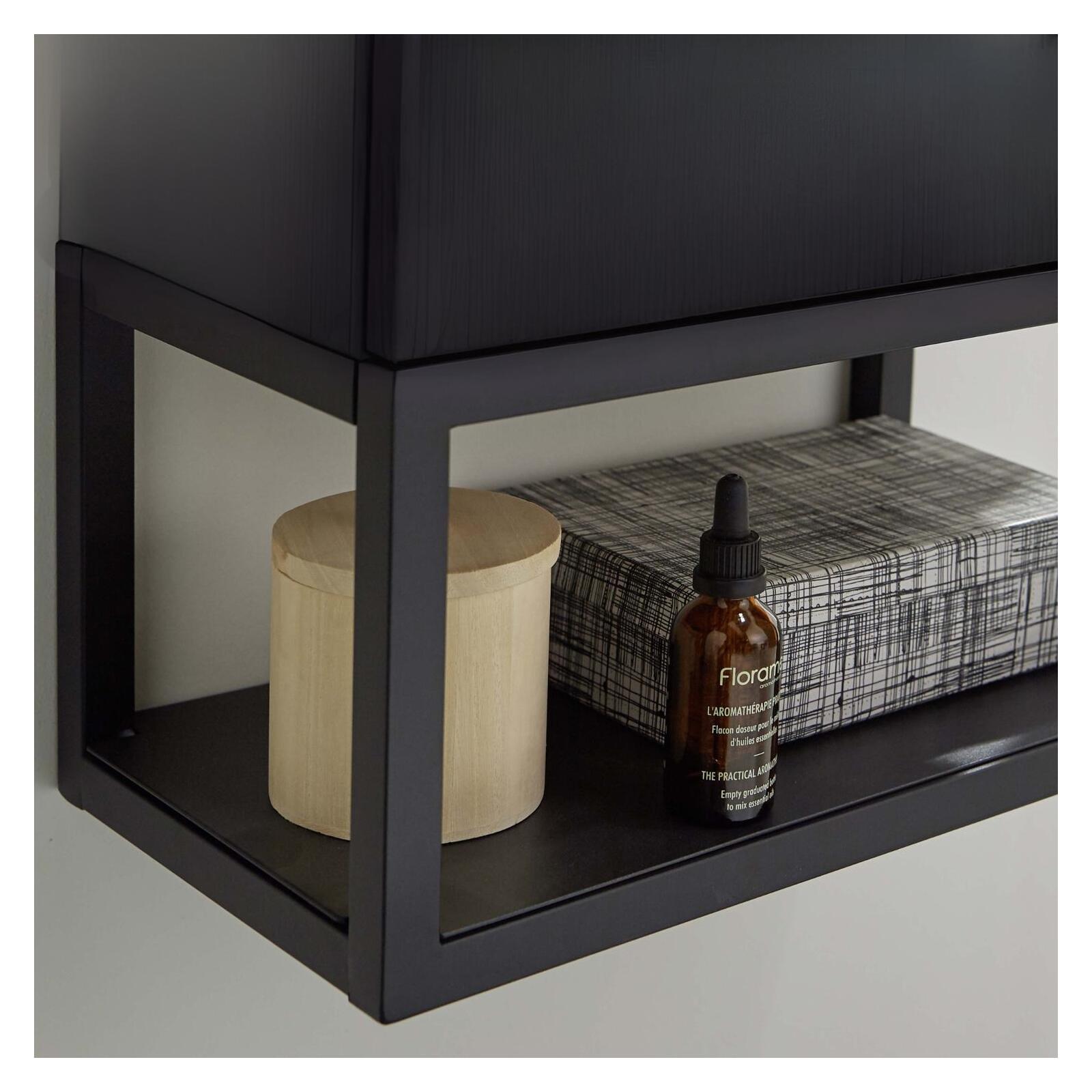 Ensemble meuble lave-mains à suspendre NOVA avec robinet noir