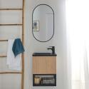 Ensemble meuble lave-mains noir carbone + miroir