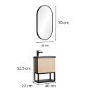 Ensemble meuble lave-mains noir carbone + miroir + robinet
