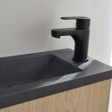 Ensemble meuble lave-mains noir carbone + miroir + robinet
