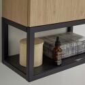 Ensemble meuble lave-mains noir carbone + miroir + robinet