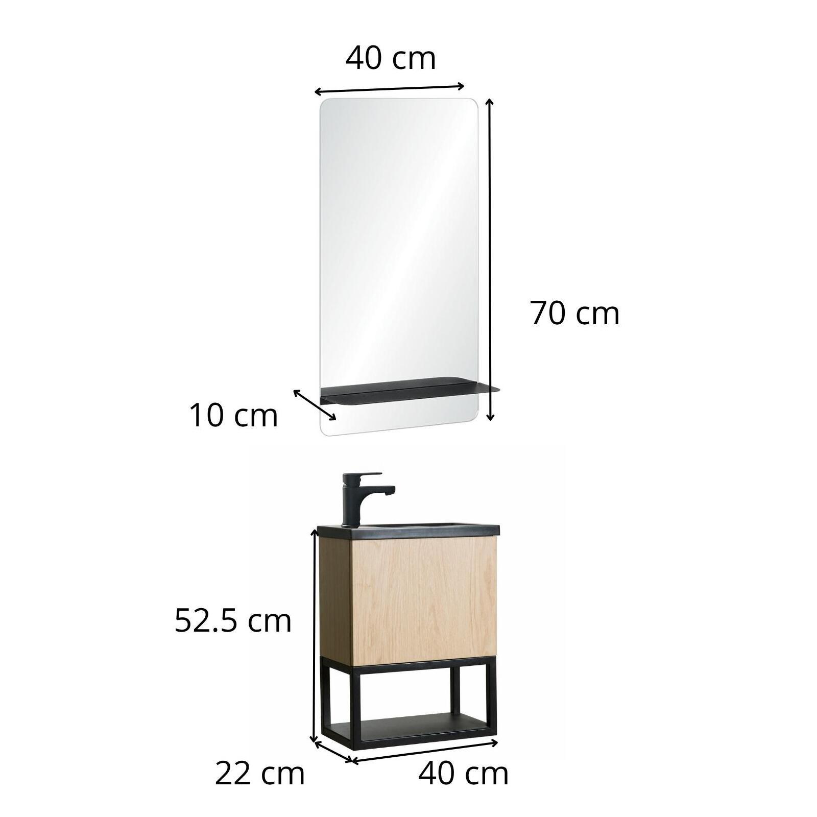 Ensemble meuble lave-mains à suspendre NOVA avec miroir
