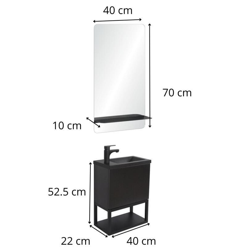 Ensemble meuble lave-mains à suspendre NOVA avec miroir