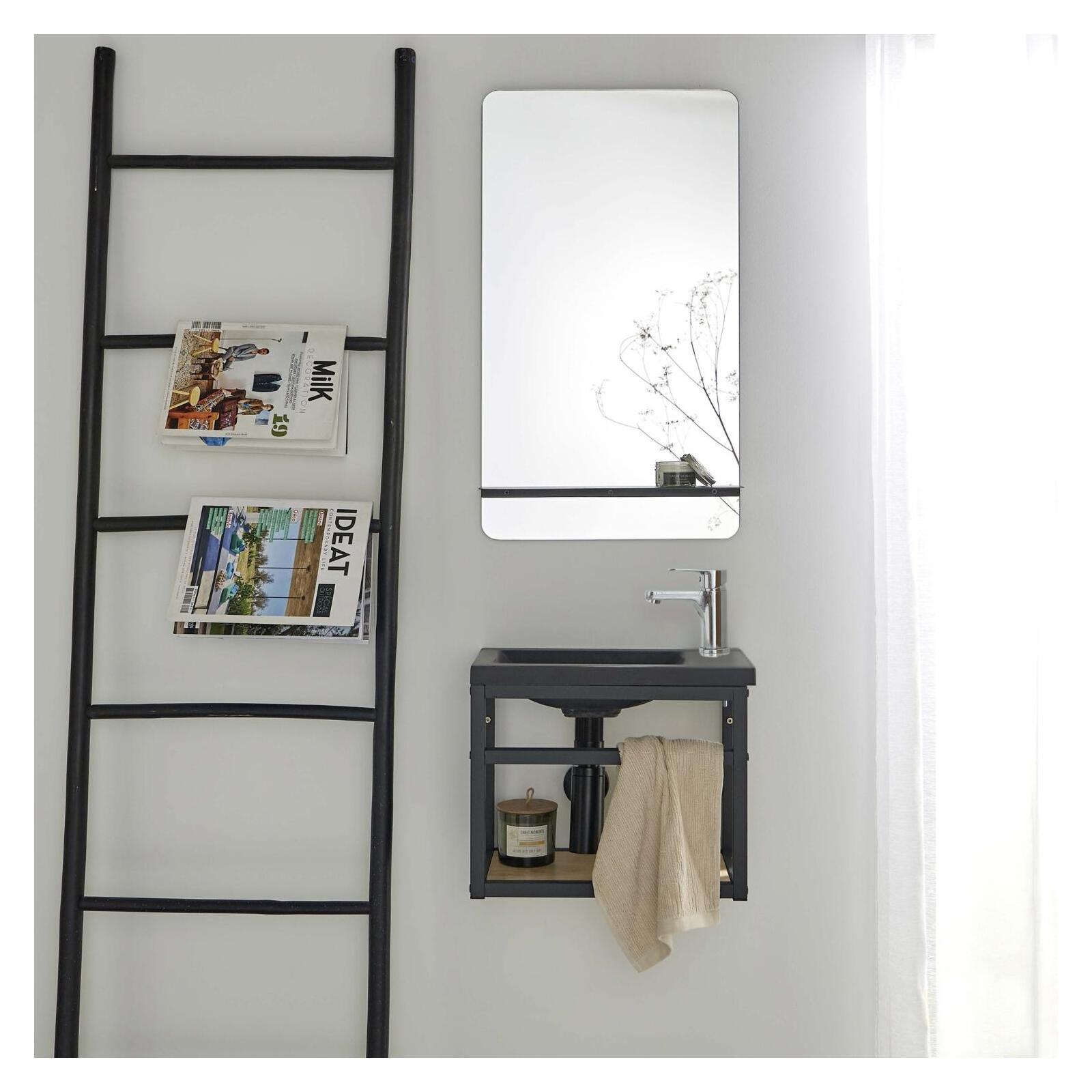 Ensemble lave-mains gain de place avec miroir tablette