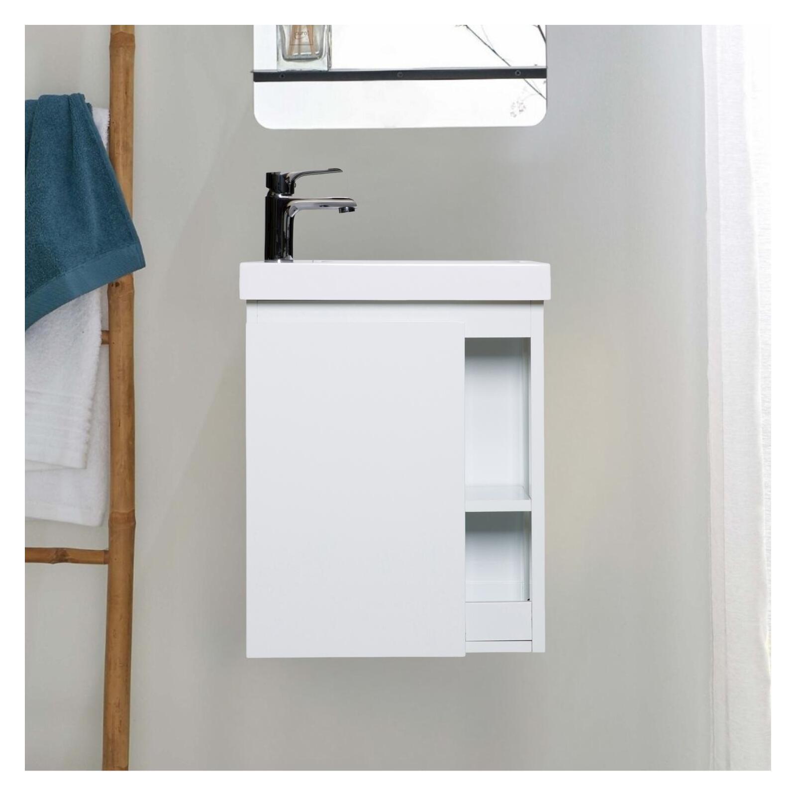 Meuble lave-mains noir vasque blanche HAMPTON