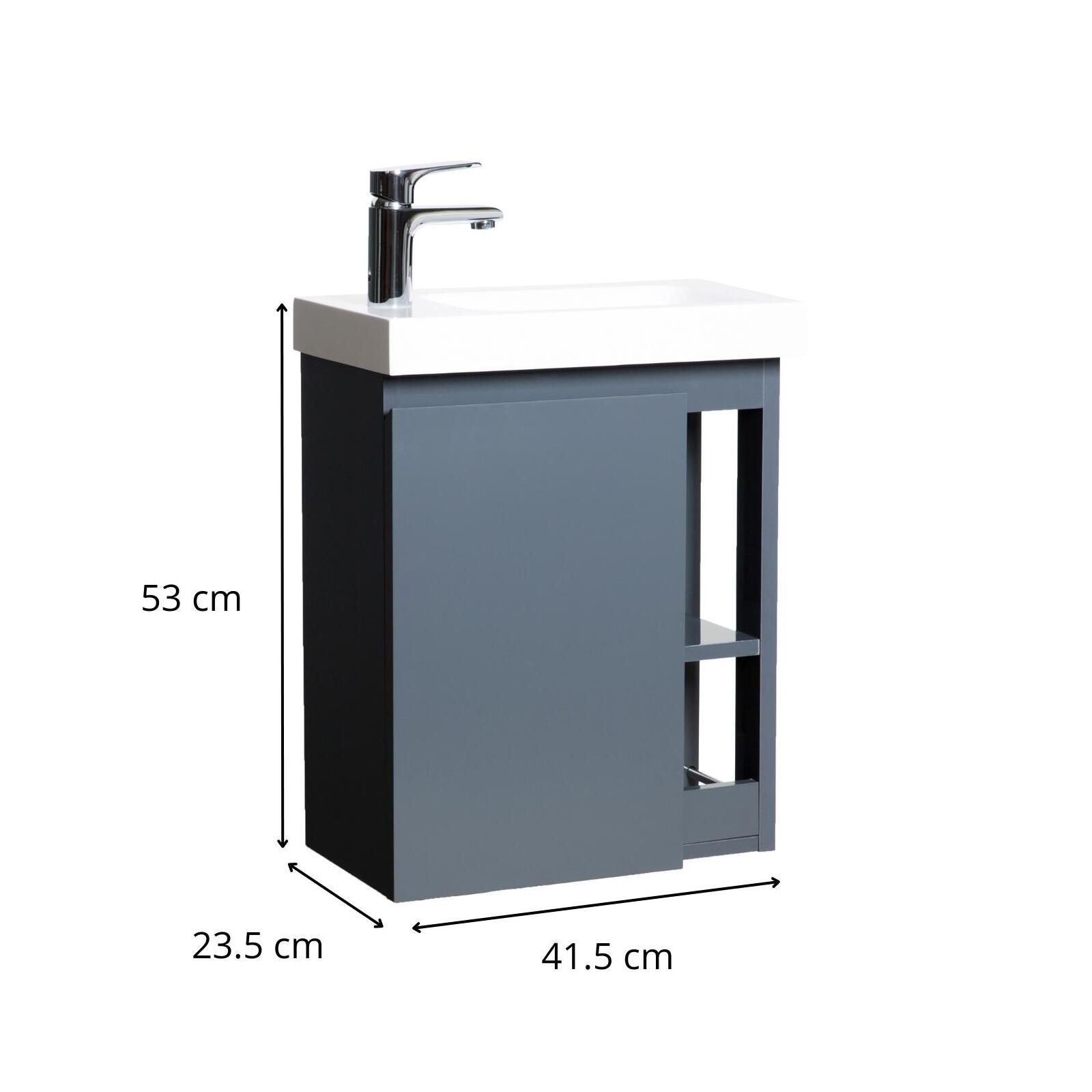 Meuble lave-mains noir vasque blanche HAMPTON