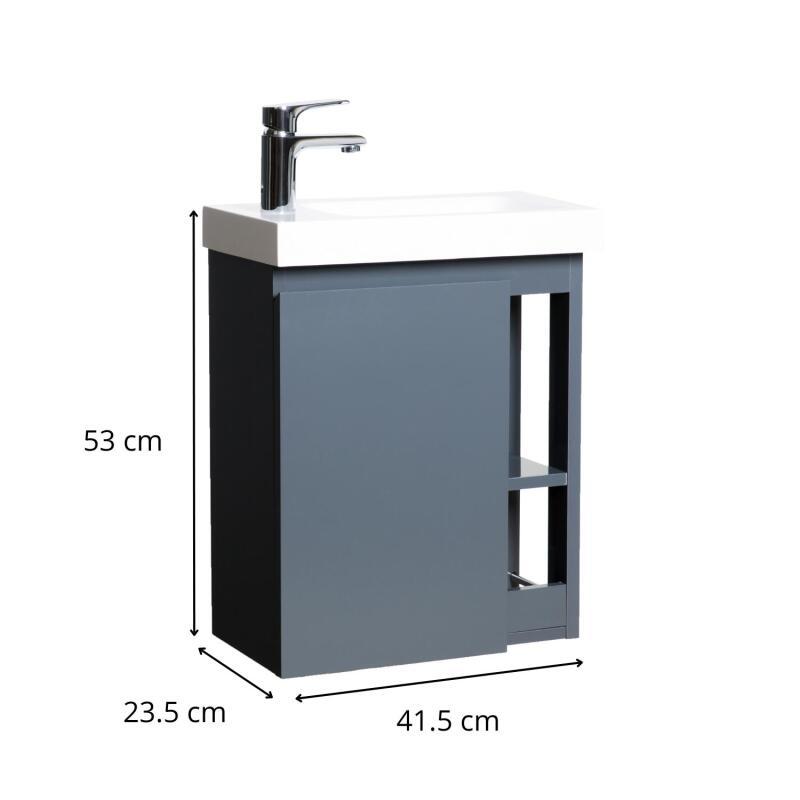 Meuble lave-mains noir vasque blanche HAMPTON