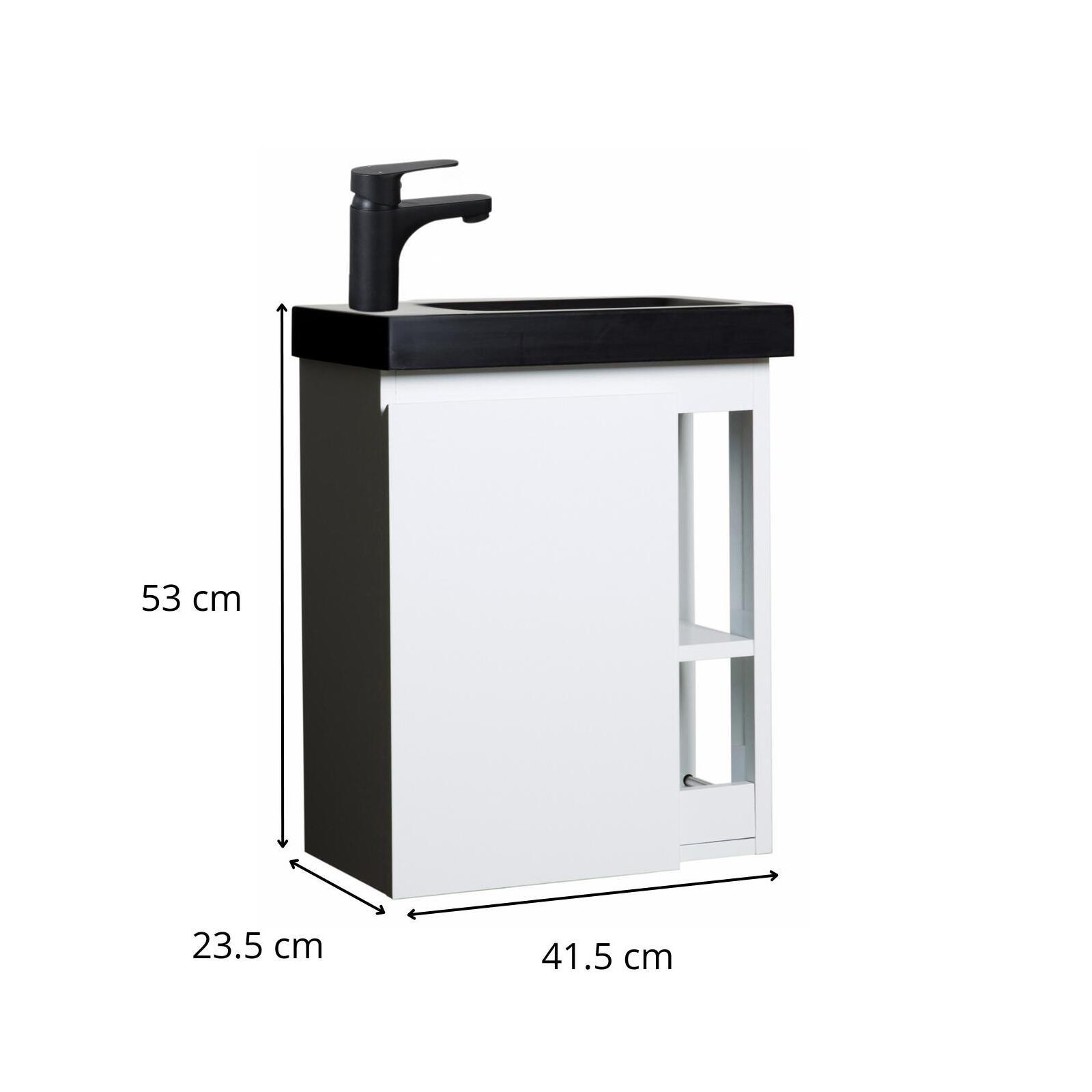 Meuble lave-mains chêne carbone vasque noire