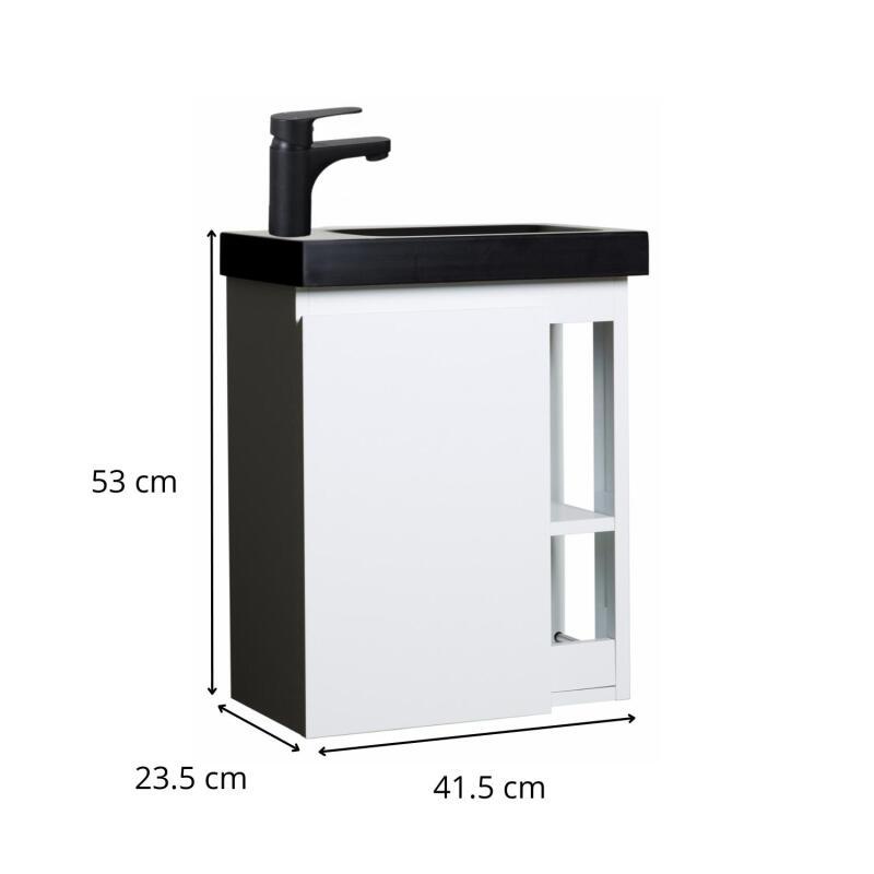 Meuble lave-mains chêne carbone vasque noire