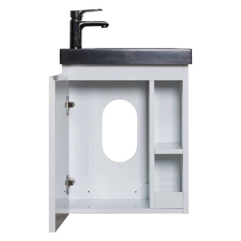 Meuble lave-mains chêne carbone vasque noire