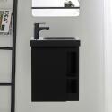 Ensemble meuble lave-mains chêne carbone vasque noire + robinet
