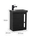 Ensemble meuble lave-mains chêne carbone vasque noire + robinet