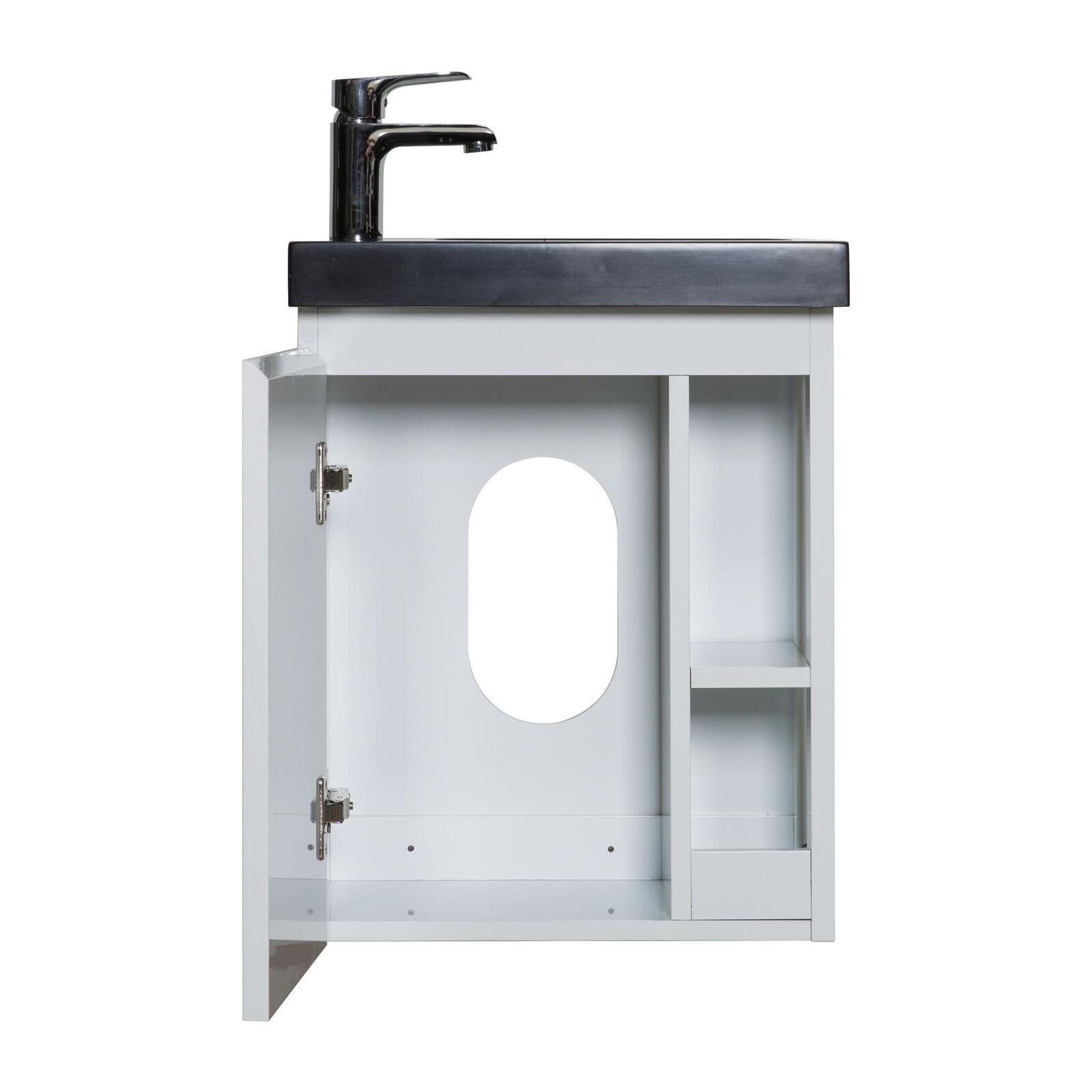 Ensemble meuble lave-mains chêne carbone vasque noire + robinet Ensemble meuble lave-mains chêne carbone vasque noire + robinet