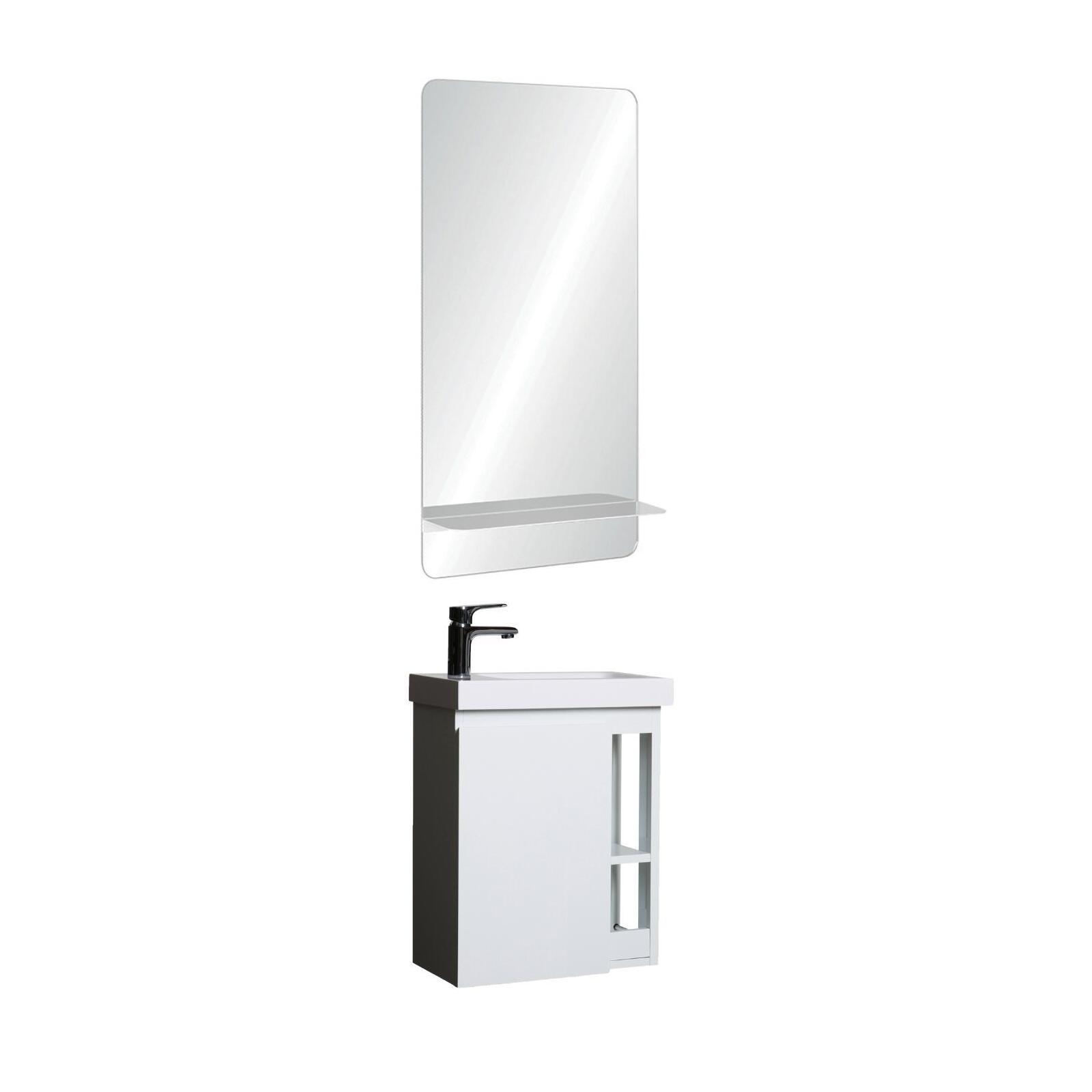 Ensemble meuble lave-mains blanc vasque blanche HAMPTON avec miroir Ensemble meuble lave-mains blanc vasque blanche HAMPTON avec miroir