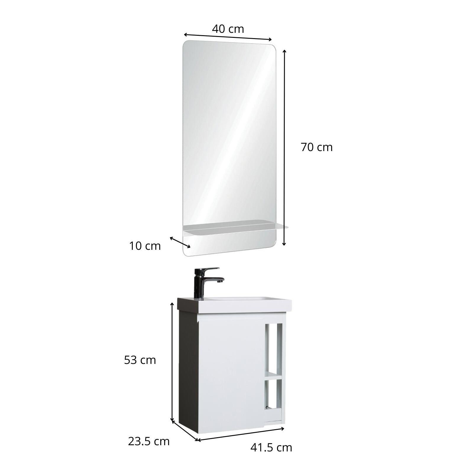 Ensemble meuble lave-mains blanc vasque blanche HAMPTON avec miroir Ensemble meuble lave-mains blanc vasque blanche HAMPTON avec miroir