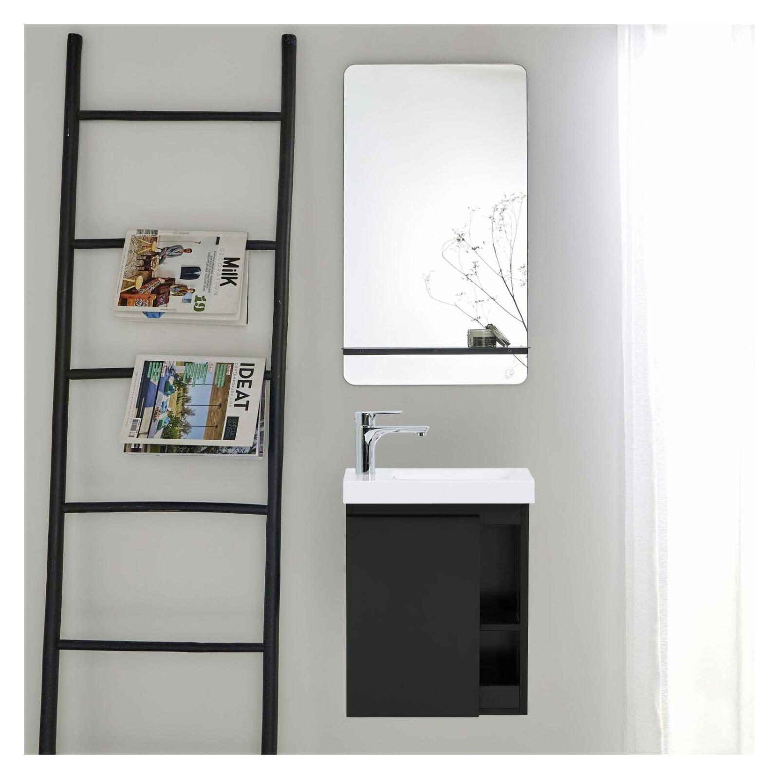 Ensemble meuble lave-mains blanc vasque blanche HAMPTON avec miroir Ensemble meuble lave-mains blanc vasque blanche HAMPTON avec miroir