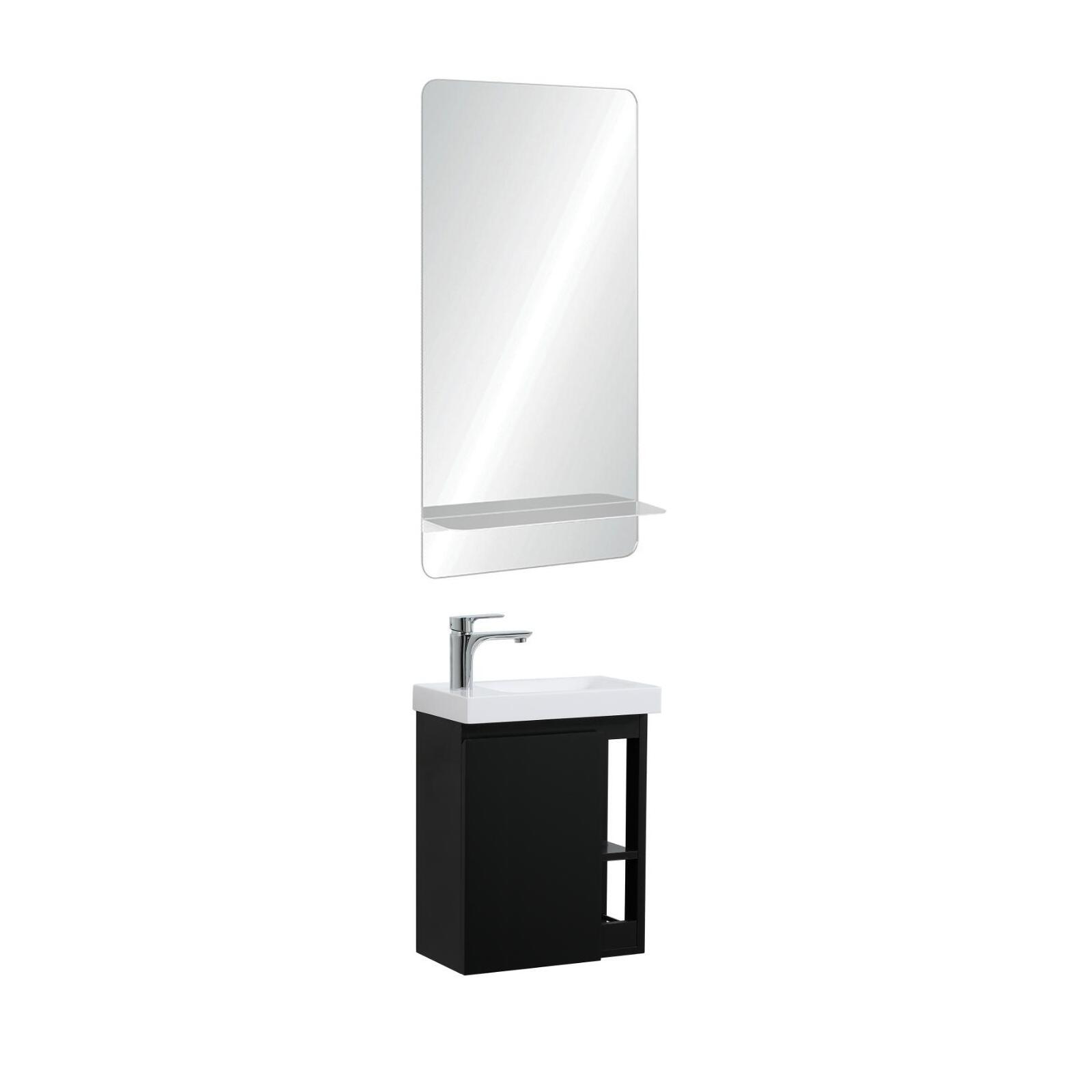 Ensemble meuble lave-mains blanc vasque blanche HAMPTON avec miroir Ensemble meuble lave-mains blanc vasque blanche HAMPTON avec miroir