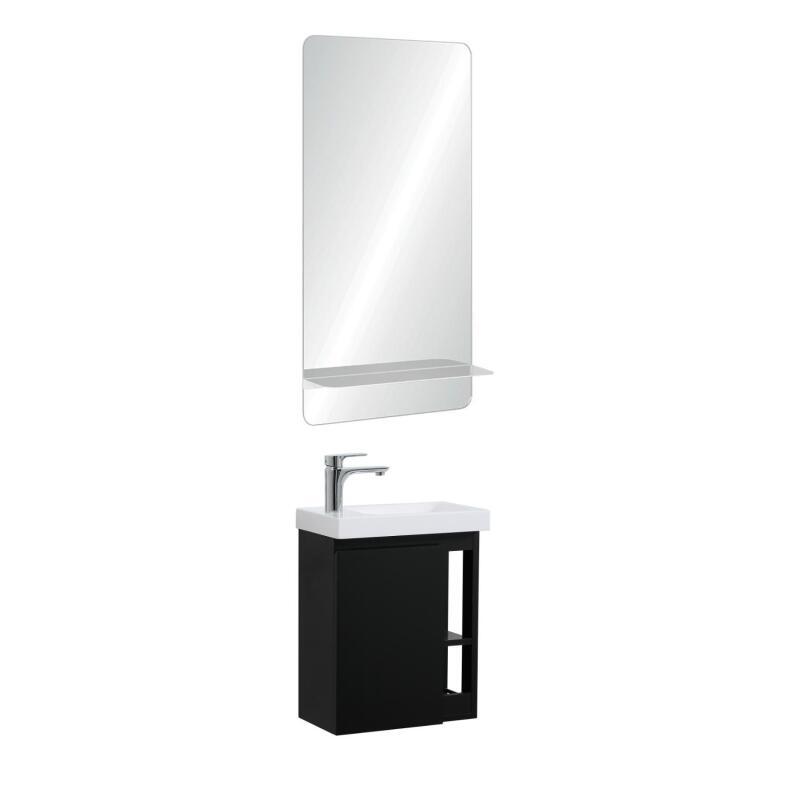 Ensemble meuble lave-mains blanc vasque blanche HAMPTON avec miroir