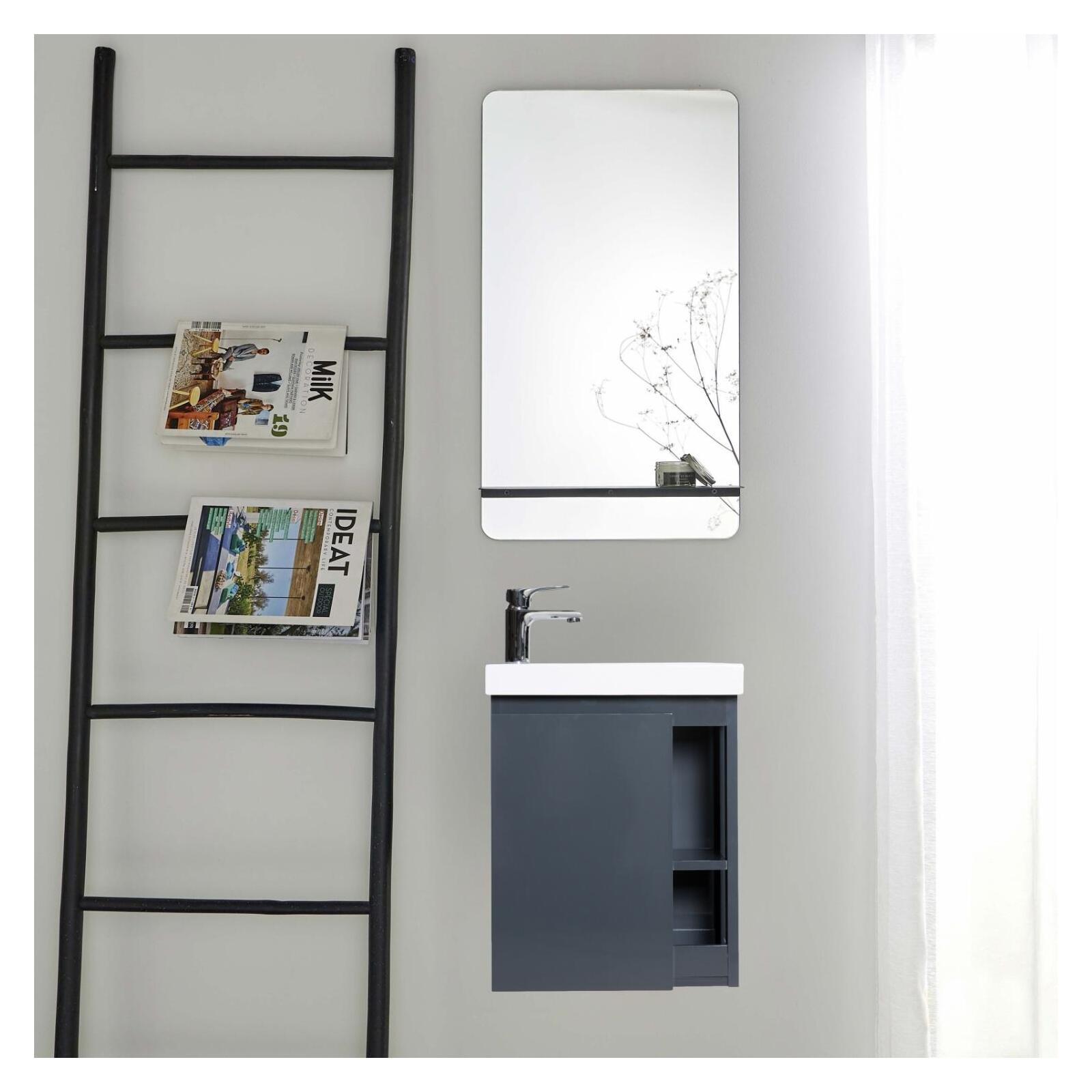 Ensemble meuble lave-mains blanc vasque blanche HAMPTON avec miroir Ensemble meuble lave-mains blanc vasque blanche HAMPTON avec miroir