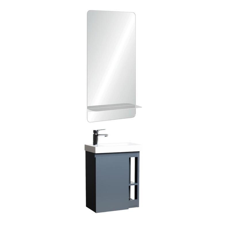 Ensemble meuble lave-mains blanc vasque blanche HAMPTON avec miroir
