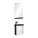 Ensemble meuble lave-mains blanc vasque noire HAMPTON avec miroir