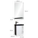 Ensemble meuble lave-mains blanc vasque noire HAMPTON avec miroir
